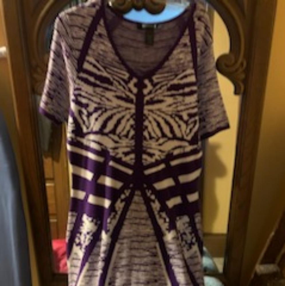 Purple & White Midi Dress